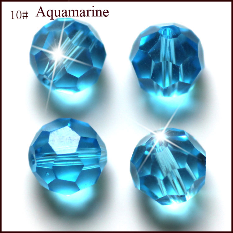 PandaHall Imitation Austrian Crystal Beads, Grade AAA, Faceted, Round, DeepSkyBlue, 10mm, Hole: 1mm Glass Round Blue