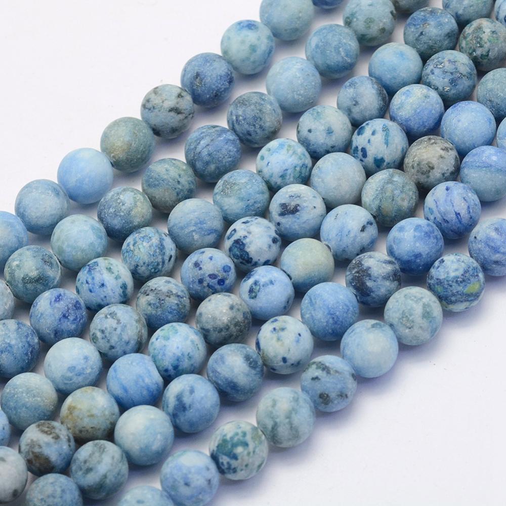 PandaHall Natural Crazy Agate Beads Strands, Round, Dyed & Heated, Frosted, LightSkyBlue, 8~8.5mm, Hole: 1mm; about 47pcs/strand, 14.9''...
