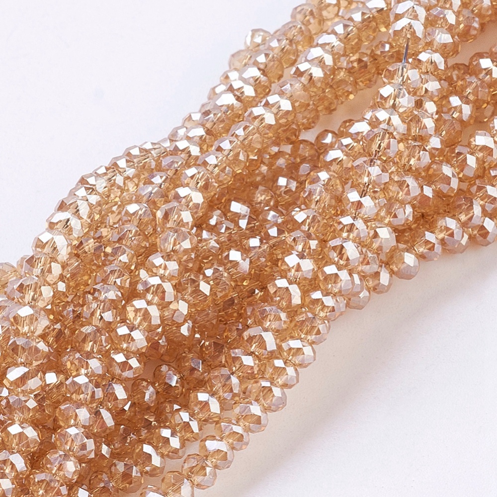 PandaHall Electroplate Glass Beads Strands, Half Rainbow Plated, Faceted, Rondelle, AntiqueWhite, 2.5x2mm, Hole: 1mm Glass Rondelle Orange