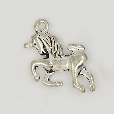 PandaHall Alloy Charms, Unicorn, Lead Free & Cadmium Free & Nickel Free, Antique Silver, 15.5x15.5x4mm, Hole: 1.5mm Alloy Horse