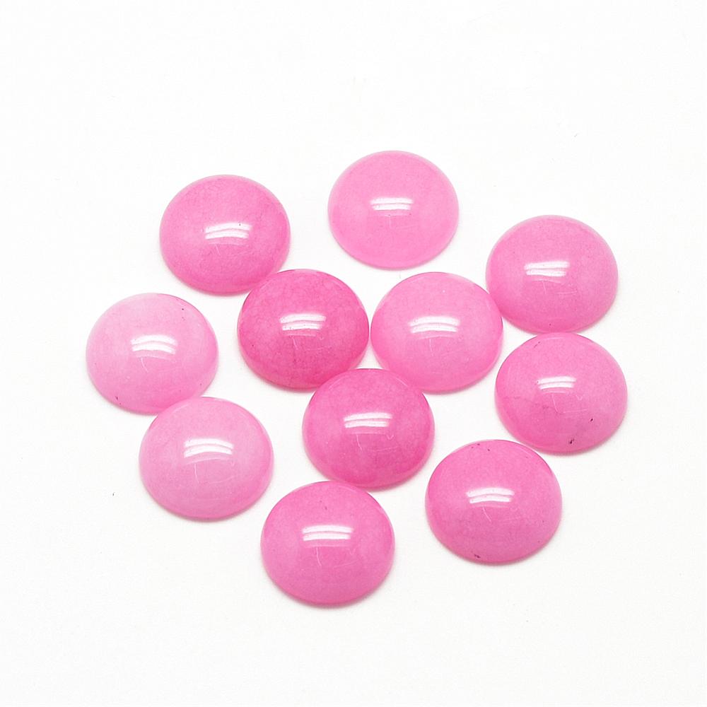 PandaHall Natural White Jade Cabochons, Dyed, Half Round/Dome, HotPink, 10x4~5mm White Jade Half Round Pink