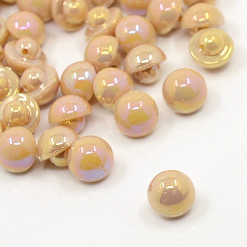 PandaHall Acrylic Shank Buttons, Dome, Half Round, Mushroom, AB Color, BurlyWood, 10x9mm, Hole: 1mm Acrylic Half Round Orange