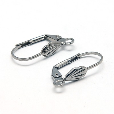 PandaHall 304 Stainless Steel Leverback Earring Findings, 18.5x10mm, Pin: 0.7mm, Hole: 2mm Stainless Steel