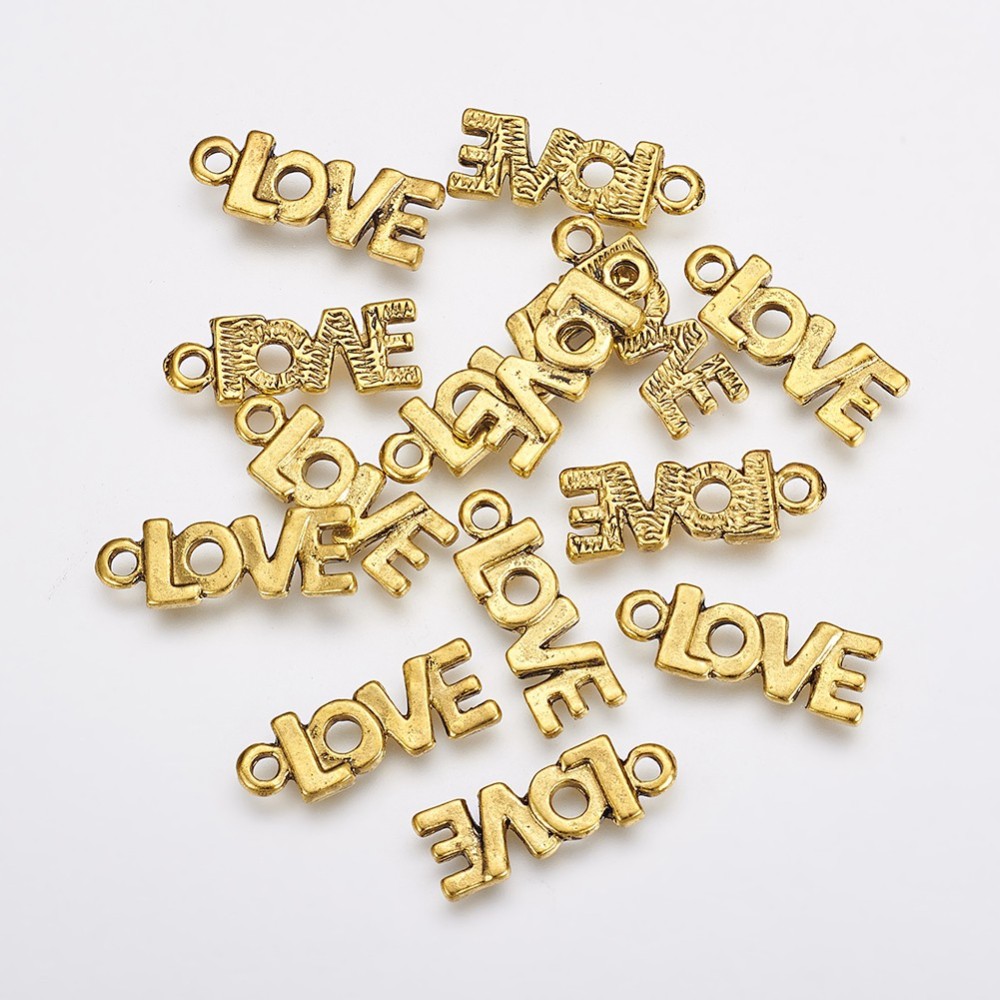 PandaHall Alloy Pendants, Lead Free, Word, Antique Golden, 21.5x8x2mm, hole: 2.5mm Alloy Word