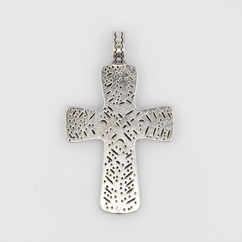 PandaHall Tibetan Style Cross Antique Silver Pendant, Lead Free and Cadmium Free, 48mm long, 29mm wide, 1mm thick hole: 5.5mm Alloy Cross
