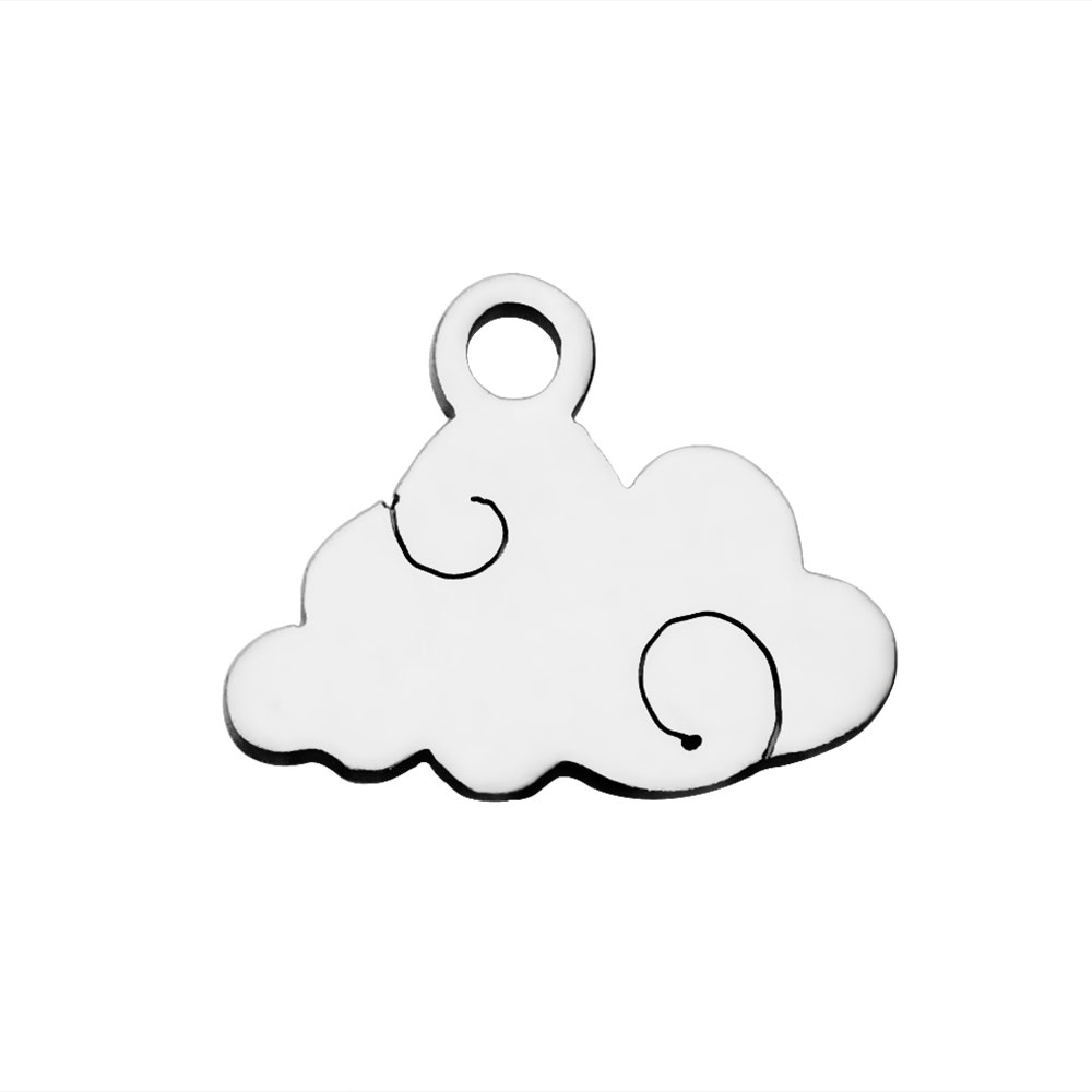 PandaHall 304 Stainless Steel Charms, Cloud, Stainless Steel Color, 9x12x1mm, Hole: 1.5mm Stainless Steel Others