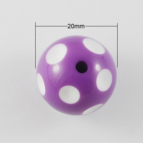 PandaHall Round Polka Dot Bubblegum Acrylic Beads for Kid Jewelry, MediumOrchid, 20x19mm, Hole: 3mm Acrylic Round Purple