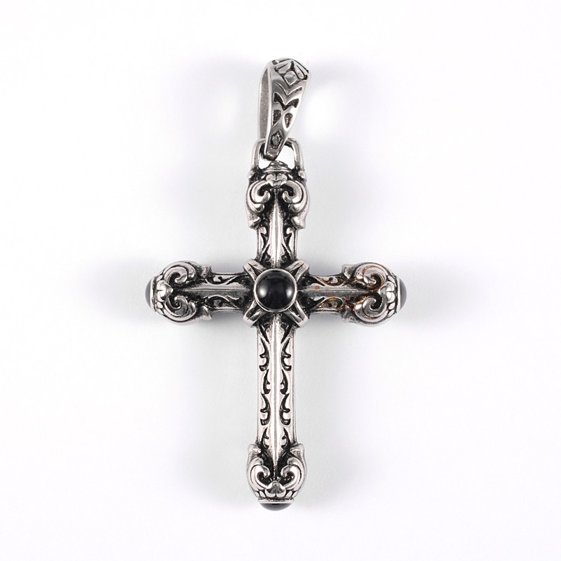 PandaHall 316 Stainless Steel Glass Big Gothic Pendants, Cross, Antique Silver, 53x37x12mm, Hole: 11x6mm Stainless Steel+Other Material...