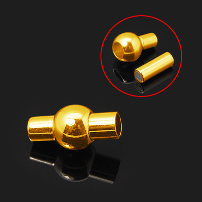 PandaHall Brass Magnetic Clasps, Nickel Free, Oval, Golden, 17x8.5mm, Hole: 4mm Brass Oval