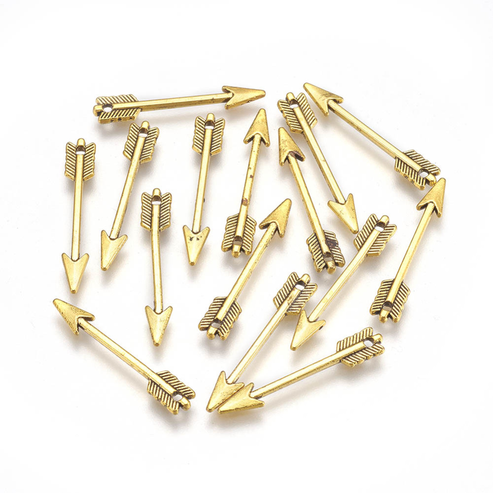 PandaHall Tibetan Style Pendants, Arrow, Lead Free, Antique Golden, 29x5x2mm, Hole: 2mm Alloy Sports Goods