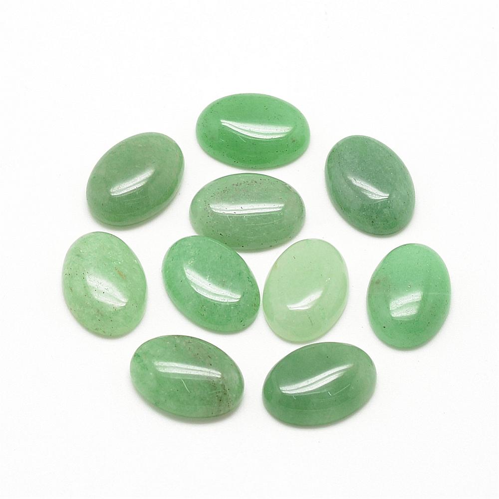 PandaHall Natural Green Aventurine Cabochons, Oval, 14x10x4~5mm Green Aventurine Oval