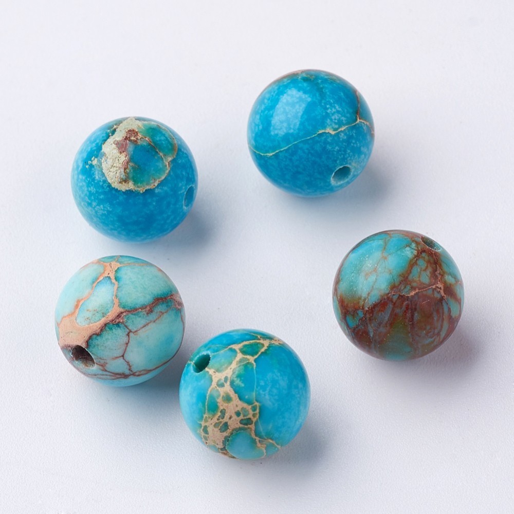 PandaHall Round Natural Regalite Beads, Dyed, SkyBlue, 10mm, Hole: 1mm Regalite Round Blue