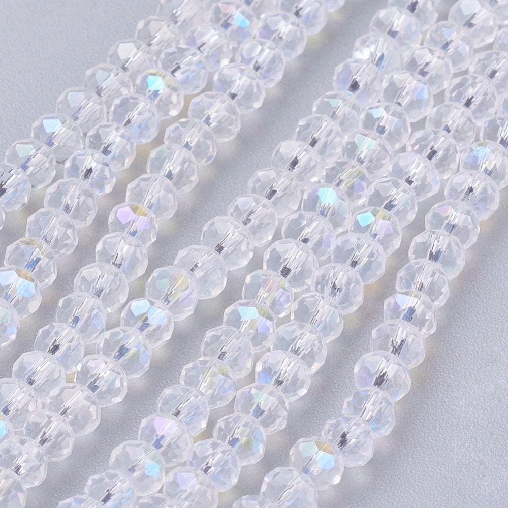 PandaHall Electroplate Glass Bead Strands, AB Color, Faceted, Rondelle, Clear AB, 3x2mm, Hole: 0.5mm; about 147pcs/strand, 13" Glass...