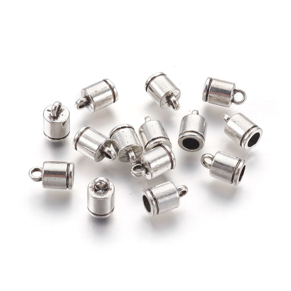 PandaHall Tibetan Style Terminators, Lead Free & Nickel Free, Antique Silver, 10x6mm, Hole: 2mm Alloy