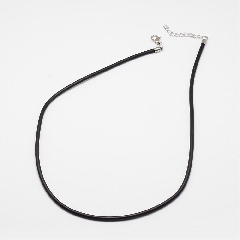 PandaHall Round Leather Cord Necklaces Making, with 304 Stainless Steel Lobster Claw Clasps and Extender Chain, Black, 18", 3mm Leather...