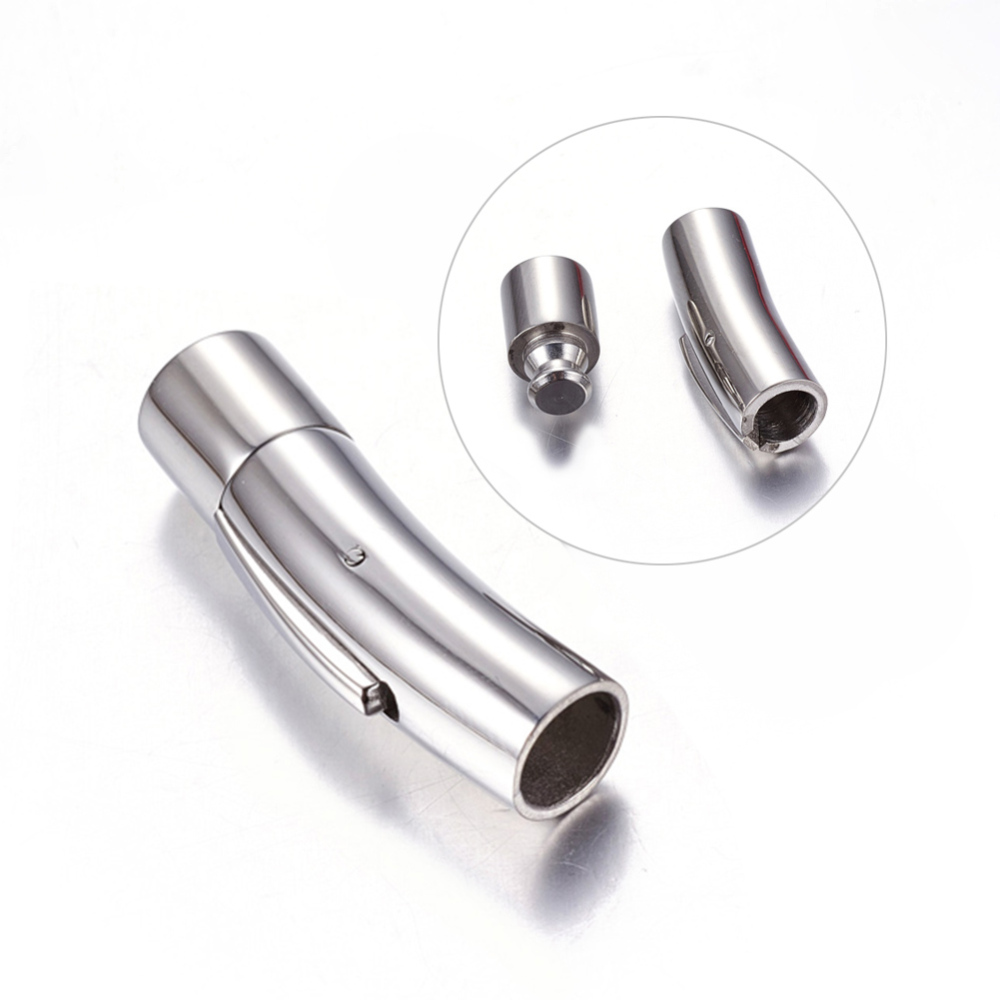 PandaHall Column 316 Stainless Steel Screw Clasps, 30x8mm, Hole: 6mm Stainless Steel