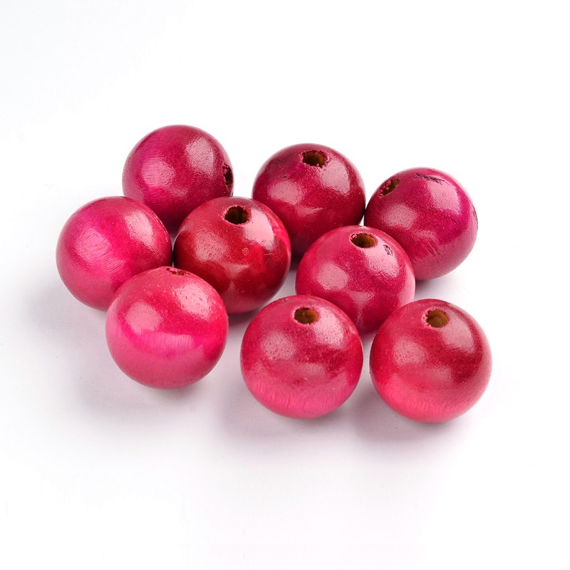 PandaHall Wood Beads, Flat Round, Lead Free, DeepPink, 25x22mm, Hole: 5mm Wood Flat Round Pink