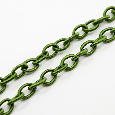 PandaHall Handmade Nylon Cable Chains Loop, Oval, LimeGreen, 10x8x2mm, about 85cm/strand, 33.5" Nylon Green