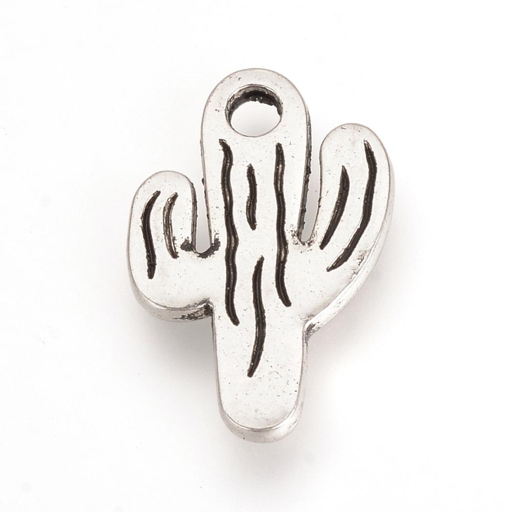 PandaHall Tibetan Style Alloy Pendants, Cactus, Cadmium Free & Lead Free, Antique Silver, 19.5x13x2mm, Hole: 2mm; about 680pcs/1000g Alloy...