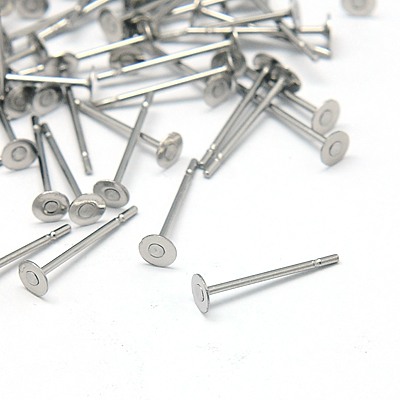 PandaHall 304 Stainless Steel Stud Earring Findings, 12x2.5mm, Pin: 0.7mm Stainless Steel
