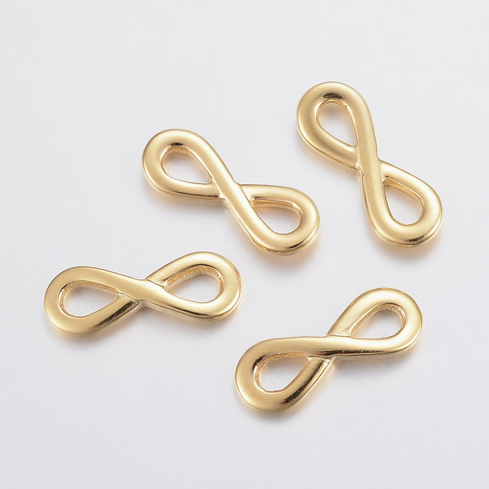 PandaHall 304 Stainless Steel Links, Infinity, Golden, 17.5x6.5x2mm, Hole: 2.5x4mm Stainless Steel Infinity