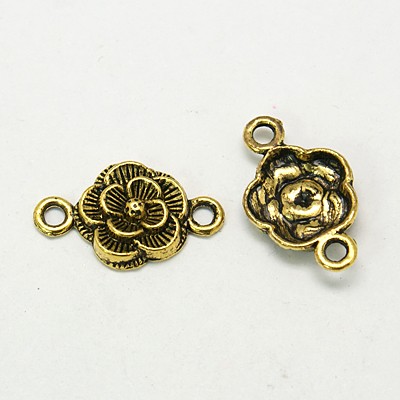 PandaHall Tibetan Style Pendants, Lead Free and Cadmium Free, Flower, Antique Golden, 12mm in diameter, 3.5mm thick, hole: 2mm Alloy Flower