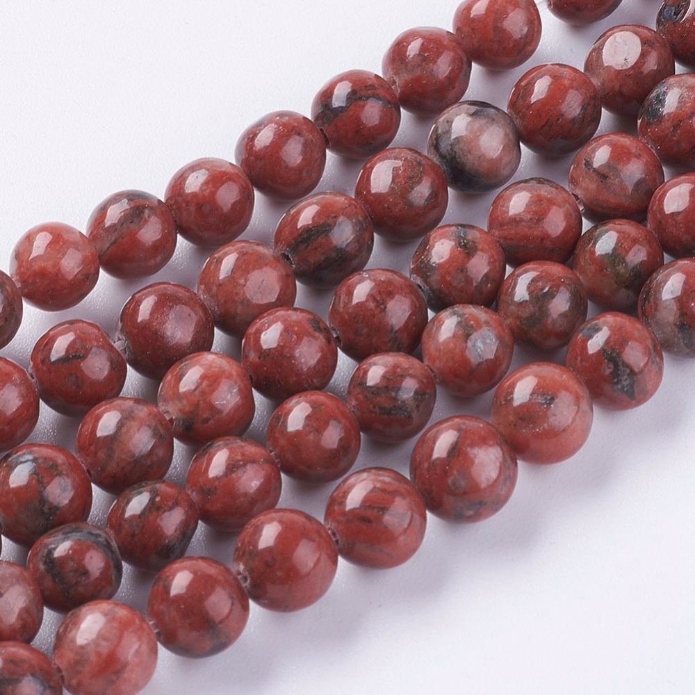 PandaHall Natural Sesame Jasper Beads Strands, Round, Brown, 6mm, Hole: 1mm Sesame Jasper Round Brown