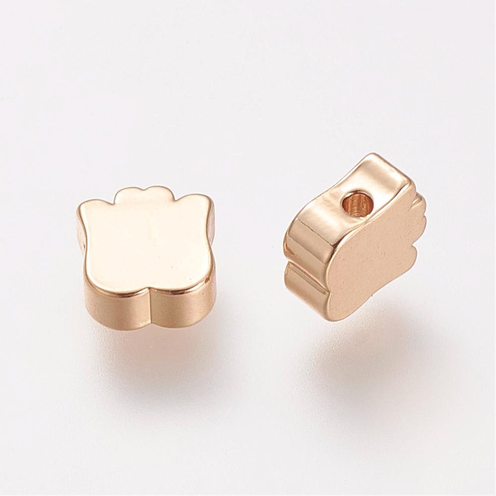 PandaHall Brass Beads, Flower, Real Gold Plated, 6.5x6x3mm, Hole: 1mm Brass Flower