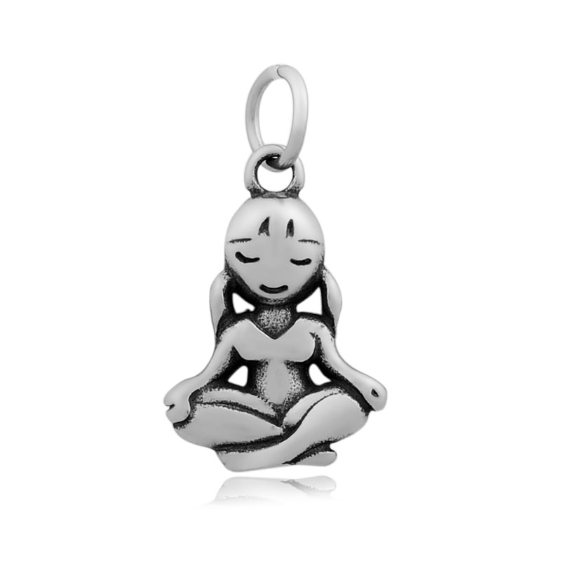 PandaHall Human Meditation 316 Stainless Steel Pendants, Antique Silver, 21x14x3mm, Hole: 5mm Stainless Steel Human