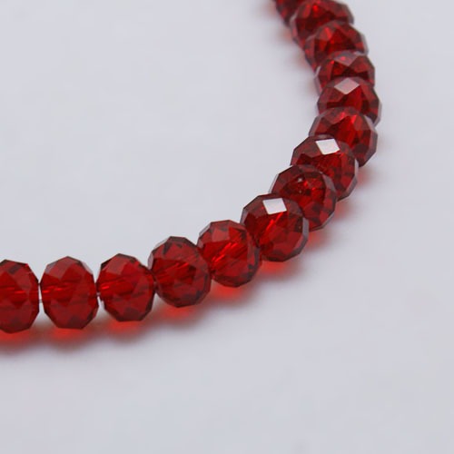 PandaHall Transparent Glass Bead Strands, Faceted, Rondelle, DarkRed, 8x6mm, Hole: 1mm; about 71pcs/strand, 17.3" Glass Rondelle Red