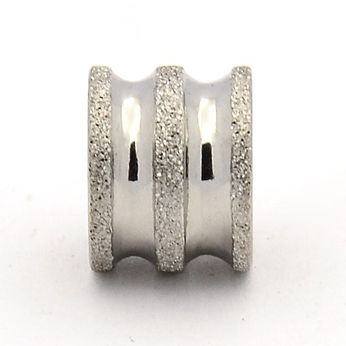 PandaHall Stainless Steel Stardust Beads, Large Hole Column Grooved Beads, Stainless Steel Color, 8x10mm, Hole: 6mm Stainless Steel Column
