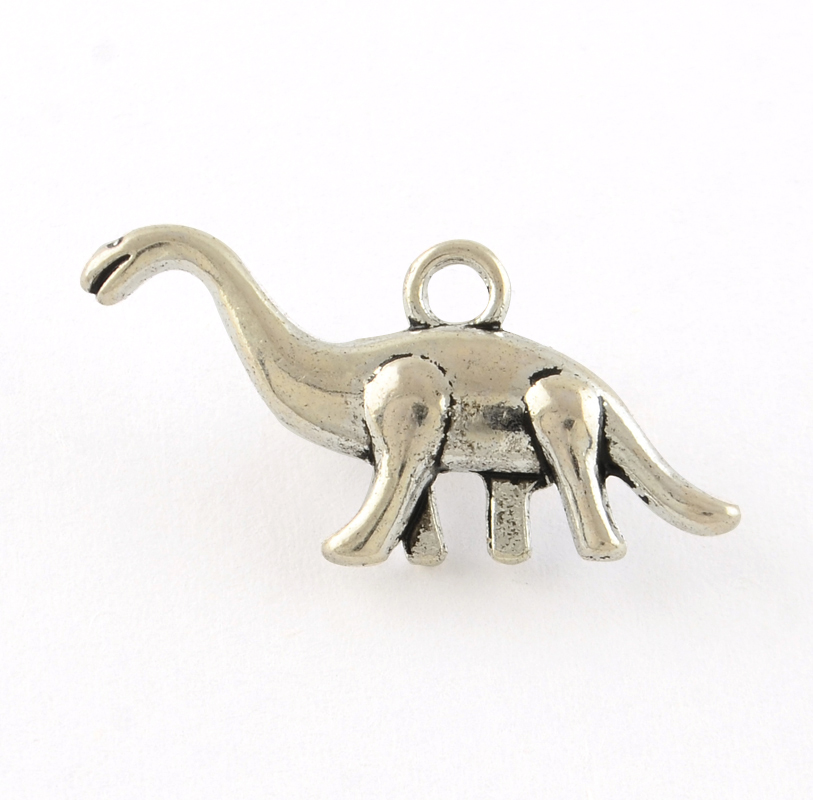 PandaHall Tibetan Style Alloy Pendants, Dinosaur, Lead Free, Antique Silver, 13x27x4mm, Hole: 2mm Alloy Dinosaur