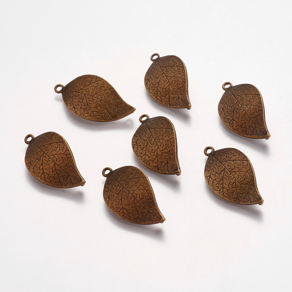 PandaHall Vintage Links in Ancient Look, Lead Free & Nickel Free, Tibetan Style, Leaf, Antique Bronze, 31x16x5mm, Hole: 2mm Alloy Leaf