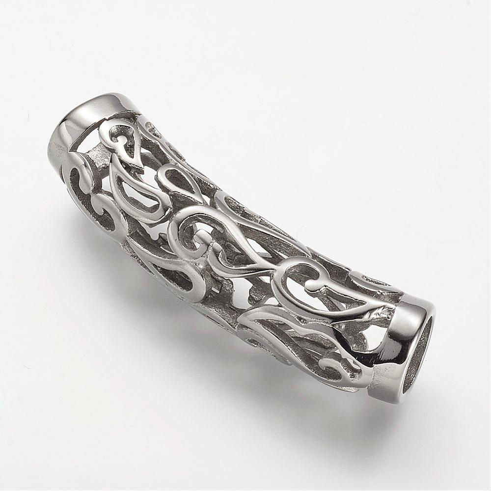PandaHall 304 Stainless Steel Hollow Tube Beads, Stainless Steel Color, 43x11mm, Hole: 8mm Stainless Steel Tube