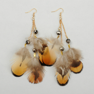 PandaHall Fashion Feather Earrings, with Iron Hooks, Colorful, 95mm Feather