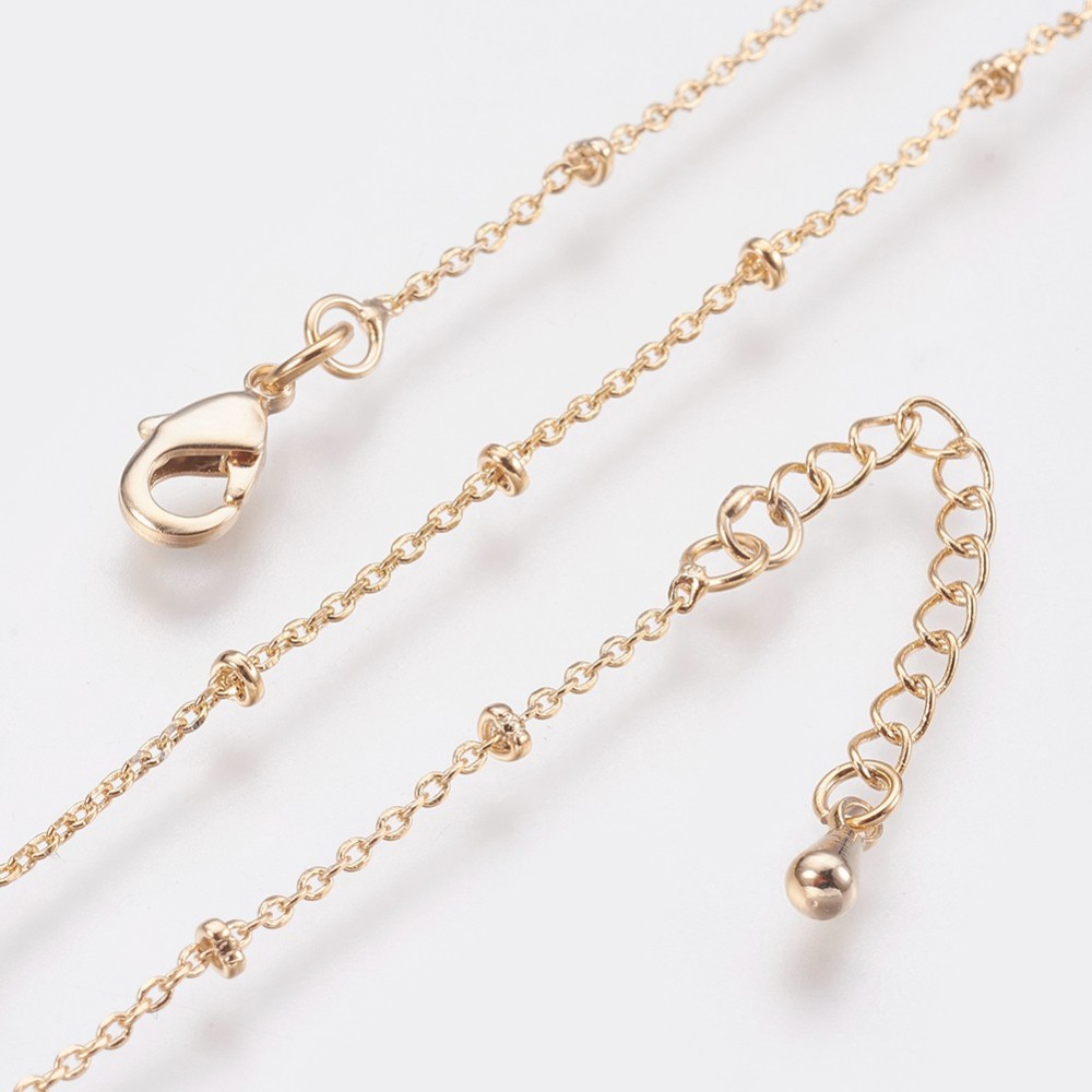 PandaHall Long-Lasting Plated Brass Cable Chain Necklaces, with Lobster Claw Clasp, Nickel Free, Real 18K Gold Plated, 18.1" (46cm), 0.9~2mm...