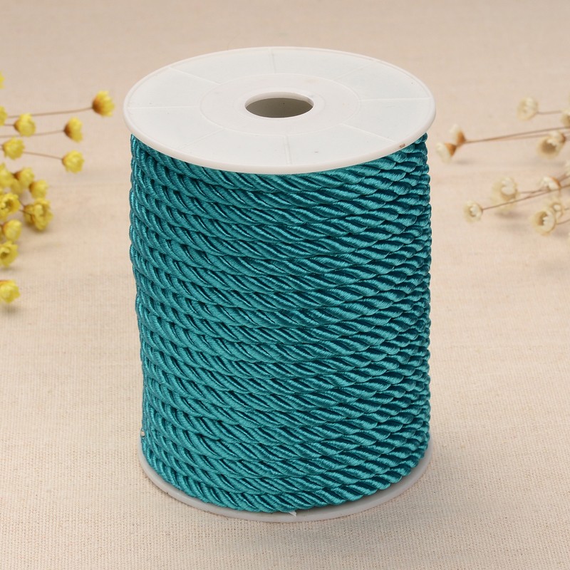 PandaHall Twisted Nylon Thread, Teal, 5mm, about 18~19yards/roll(16.4m~17.3m/roll) Nylon Cyan
