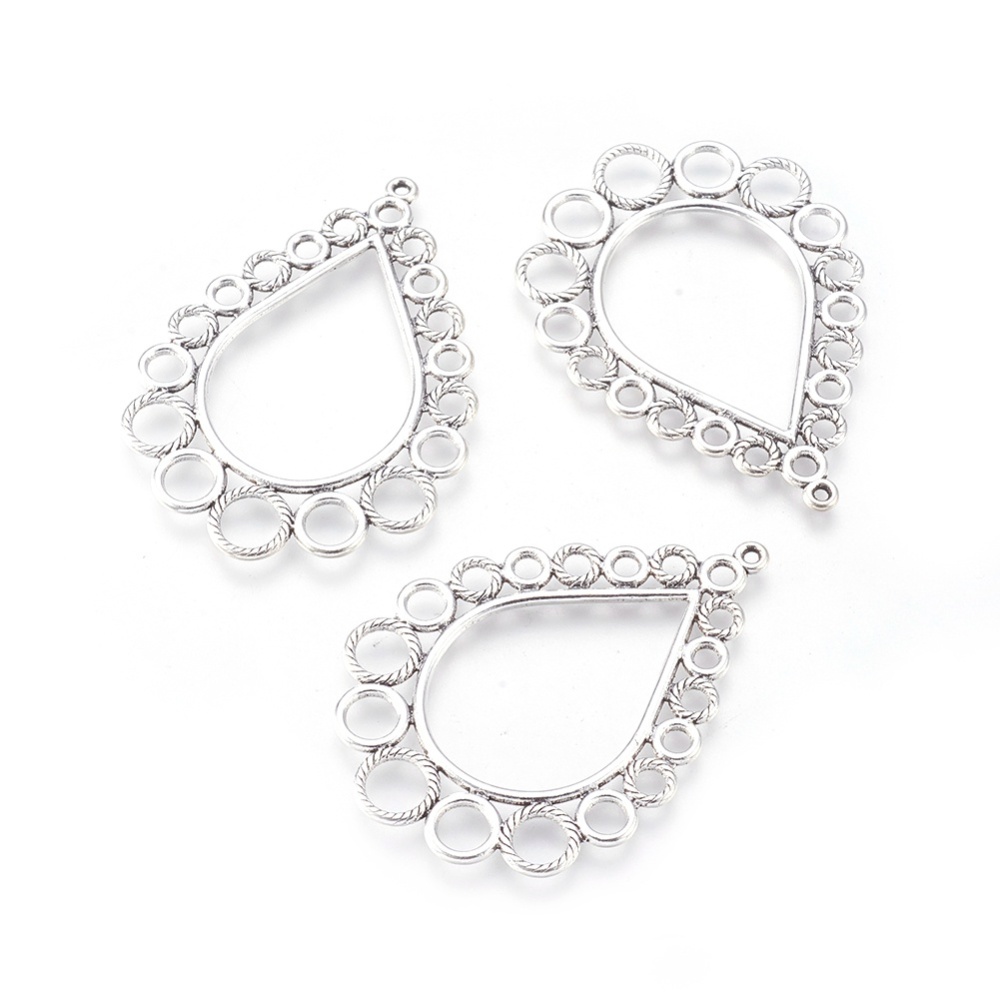 PandaHall Tibetan Style Alloy Drop Big Pendants, Antique Silver, Lead Free and Cadmium Free and Nickel Free, 53.5x38.5x1.5mm, Hole: 1.5mm...