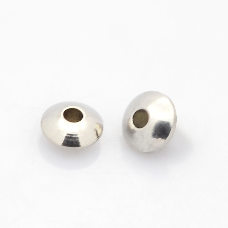 PandaHall Rondelle 304 Stainless Steel Beads, Stainless Steel Color, 6x3mm, Hole: 2mm Stainless Steel Rondelle