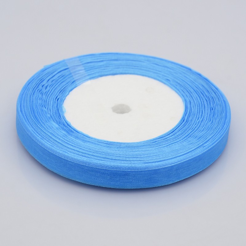 PandaHall Organza Ribbon, Cyan, about 3/8"(10mm) wide, 50yards/roll(45.72m/roll) Polyester Cyan