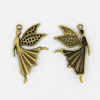 PandaHall Tibetan Style Pendants, Halloween, Fairy, Antique Bronze, Nickel Free and Lead Free and Cadmium Free, 40x25.5x3mm, Hole: 3mm Alloy...