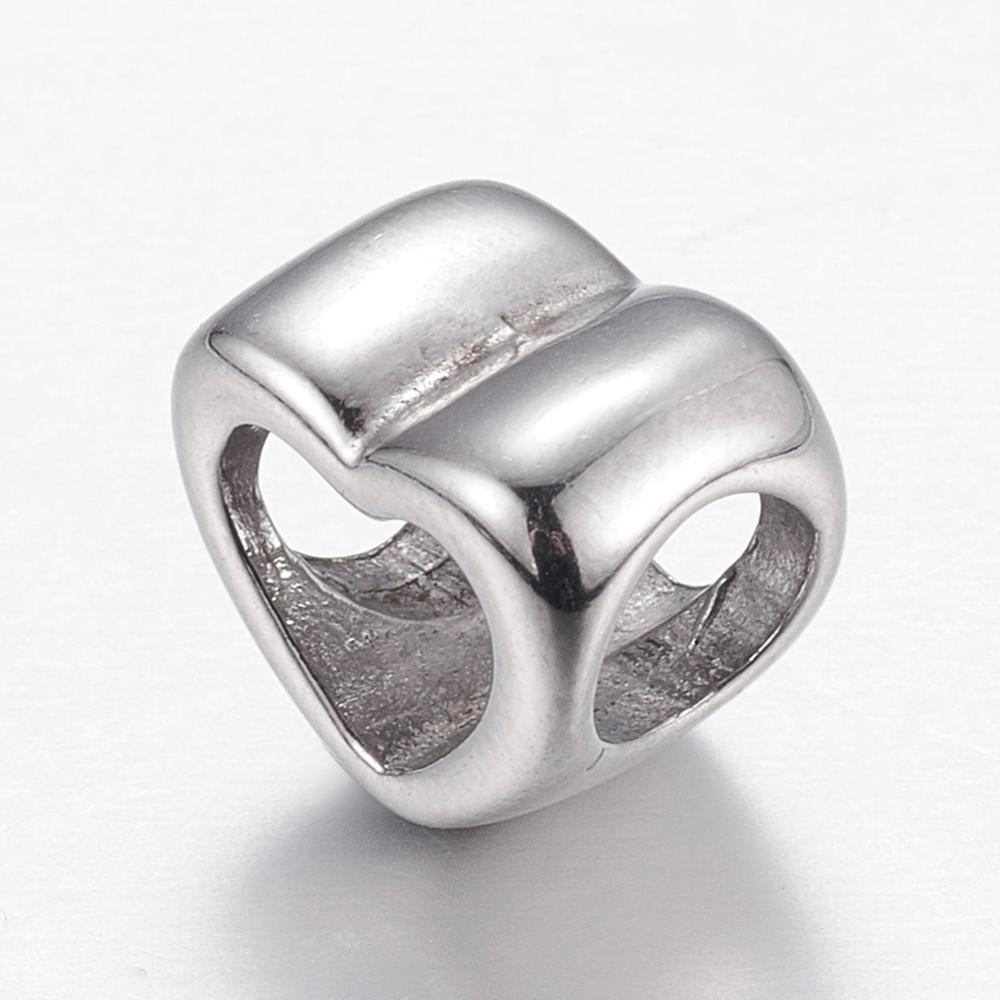 PandaHall 304 Stainless Steel European Beads, Large Hole Beads, Heart, Stainless Steel Color, 10x11x8mm, Hole: 5mm Stainless Steel Heart