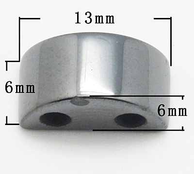 PandaHall Non-magnetic Synthetic Hematite Beads Strands, Half Round, Black, Size: about 13mm long, 6mm wide, 6mm thick, hole: 2mm...