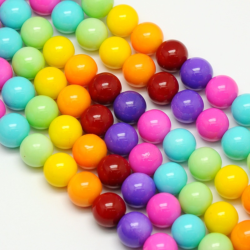 PandaHall Round Baking Paint Glass Beads Strands, Dyed, Mixed Color, 10mm, Hole: 0.7~1.1mm Glass Round Multicolor