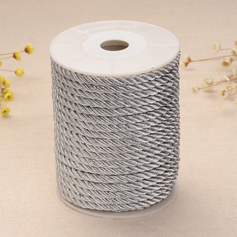 PandaHall Twisted Nylon Thread, Silver, 5mm, about 18~19yards/roll(16.4m~17.3m/roll) Nylon Silver