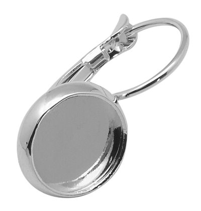 PandaHall Brass Leverback Earring Findings, Lead Free & Cadmium Free & Nickel Free, Flat Round, Platinum, Tray: 10mm; 24X12mm Brass