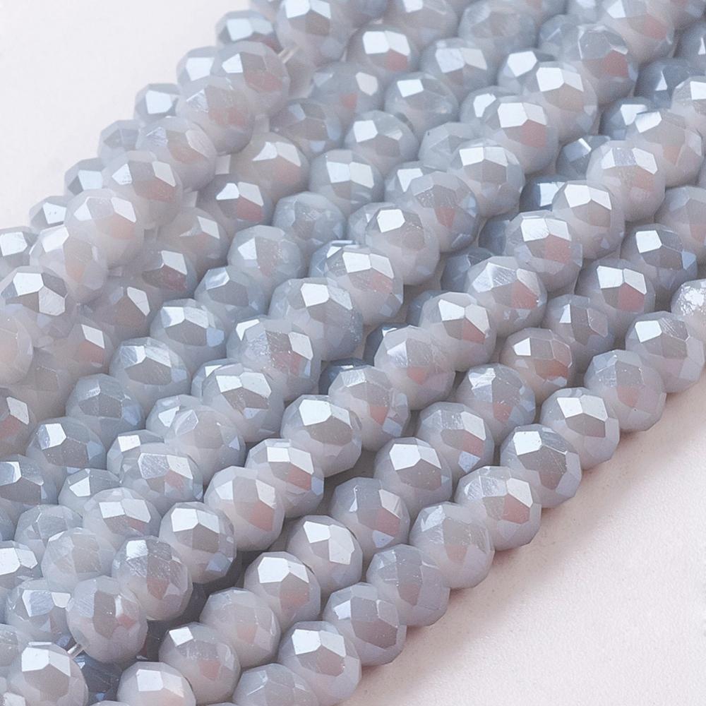 PandaHall Electroplate Glass Beads Strands, Imitation Jade, Faceted Rondelle, WhiteSmoke, 3x2mm, Hole: 1mm; about 100pcs/strand, 10" Glass...