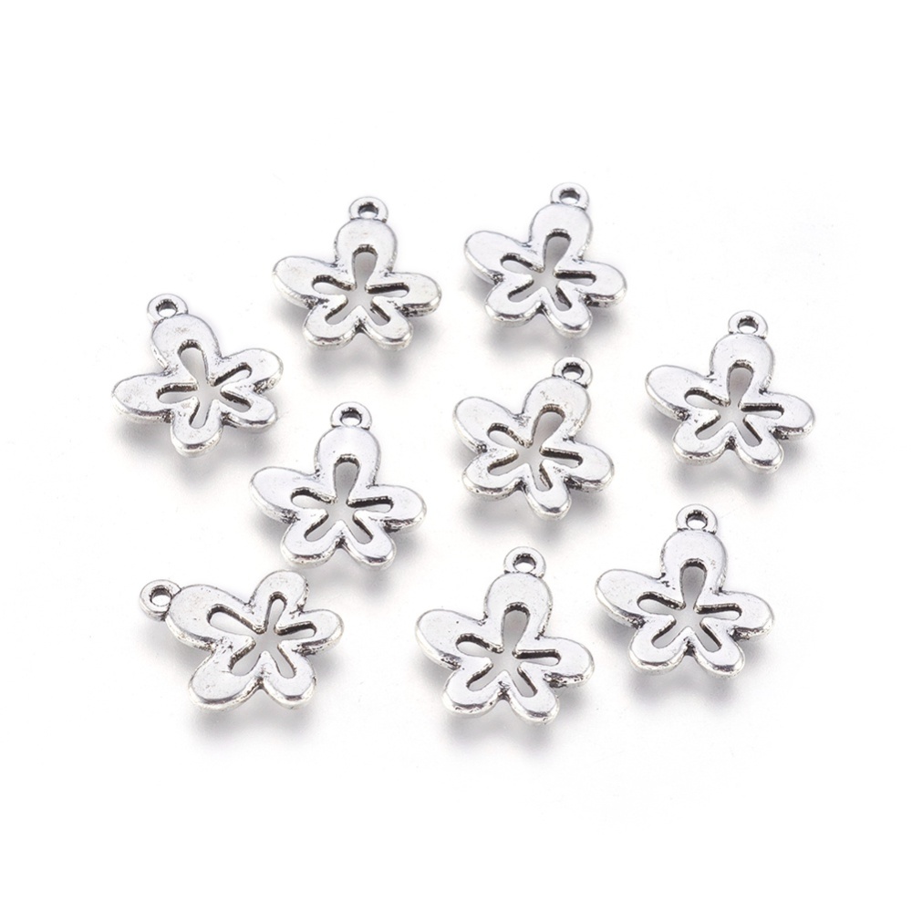 PandaHall Tibetan Silver Pendants, Flower, Lead Free, Cadmium Free and Nickel Free, Antique Silver, about 17mm long, 15mm wide, 2mm thick...