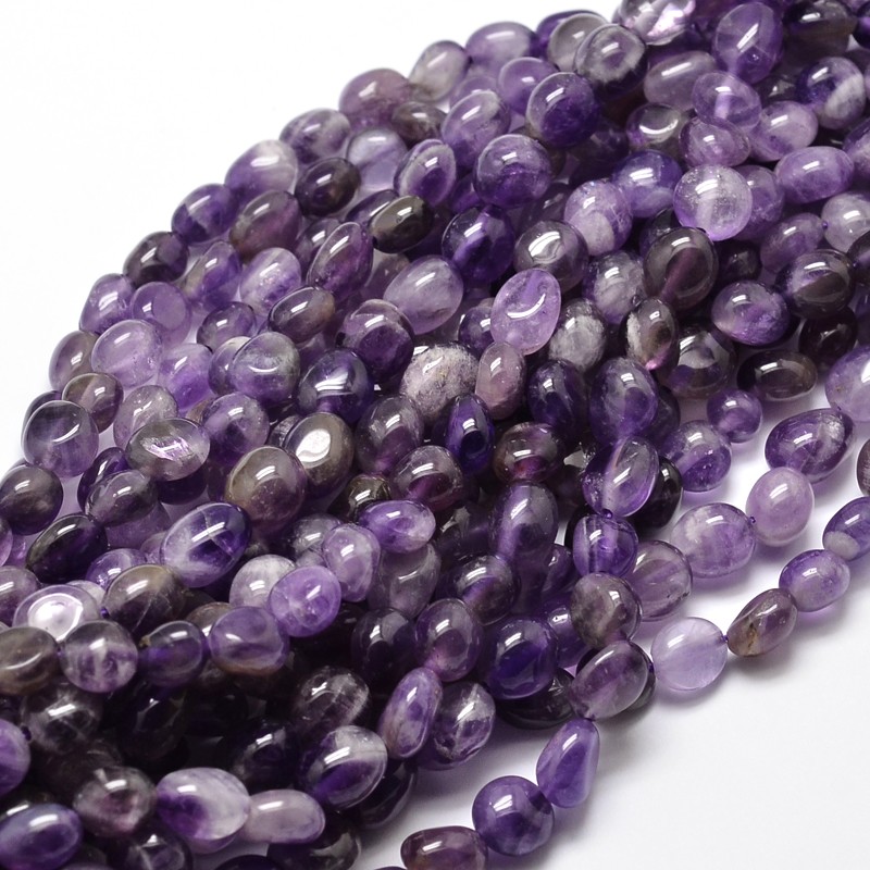 PandaHall Natural Amethyst Nuggets Beads Strands, 5~10x6~7x3~7mm, hole: 1mm; about 14.9"~15.7" Amethyst Nuggets