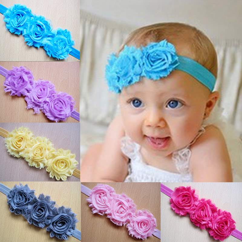 PandaHall Elastic Baby Headbands, with Random Color Elastic Cord, Cloth Girls Headbands, Mixed Color, 112mm Cloth Multicolor